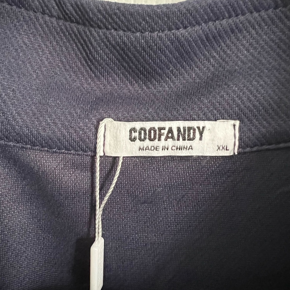 NWT Coofandy Men's XXL Navy Blue Quarter Zip Long Sleeve Pullover Jacket - Picture 3 of 5